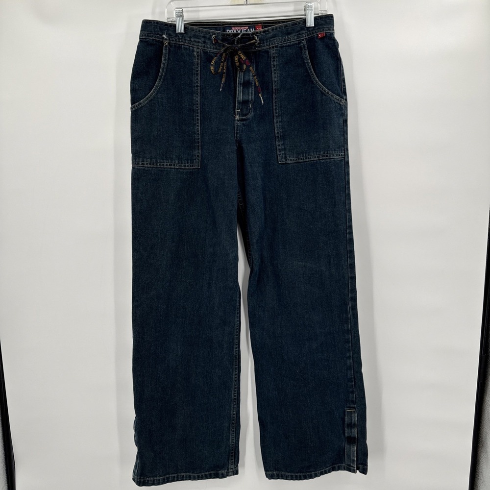 Quicksilver‎ Roxy Jean Womens Size 13 Wide Leg Tie Waist Y2K Skater Jeans